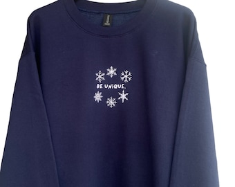 Vintage sweaters are unique. embroidered Christmas/ Christmas, snowflake crewneck/ Unique like a snowflake