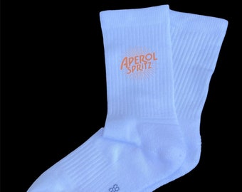 Aperol Spritz socks, tennis socks, white socks, stag/hen party socks