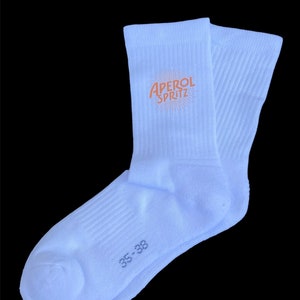 Aperol Spritz socks, tennis socks, white socks, JGA socks