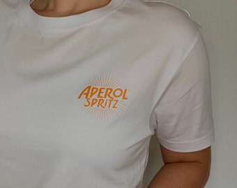 Camiseta Aperol Spritz/ Estampado Aperol/ camiseta con look de pareja/ regalo para mujer/ regalo para hombre/ camiseta con estampado en la espalda