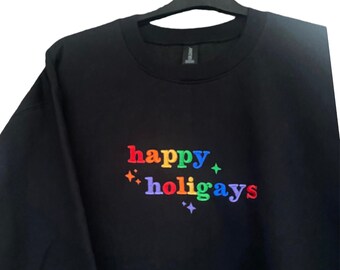 Pull vintage brodé Noël/Noël, happy holigays crewneck