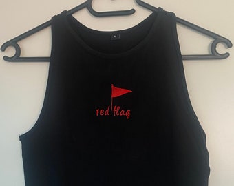 Red Flag Crop Top, Baby Tee, Pinterest T-Shirt, Cropped Shirt, Red flag shirt Minimal