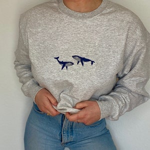 Whale sweater/ vintage embroidered sweatshirt/ summer, spring sweater, sea sweater