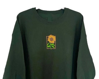 Vintage Sunflower Fall Sweater Embroidered Sunflower
