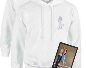 Embroidered Hoodie/Personalized Embroidered Photo Hoodie Outline/Custom Christmas Gift