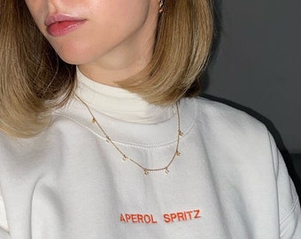 Vintage Sweatshirt/ Aperol Spritz Sweater, Bestickter Pullover, Crewneck, Alkohol, Geschenk Valentinstag Frau und Mann