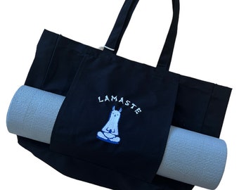 Personalized yoga bag, Lamaste, Namaste yoga bag, custom logo yoga bag, yoga gym bag, shopping bag