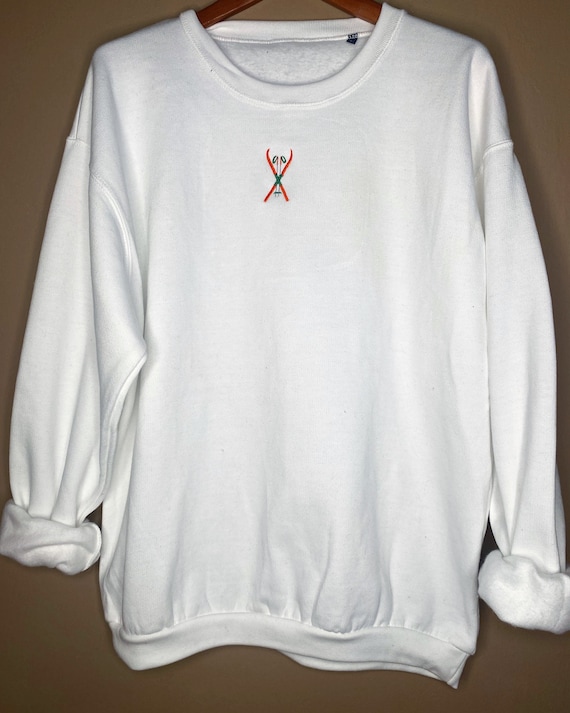 Vintage Sweatshirt/ Sweater Ski/ Embroidered Sweater/ Ski Sweater