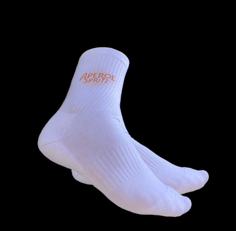 Chaussettes Aperol Spritz, chaussettes de tennis, chaussettes blanches, chaussettes JGA image 4