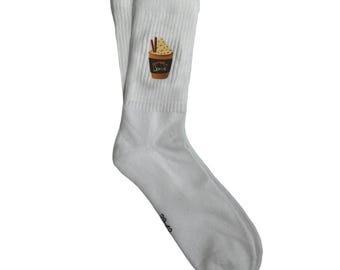 Pumpkin Spice socks, autumn socks, tennis socks, white socks, stag/hen party socks