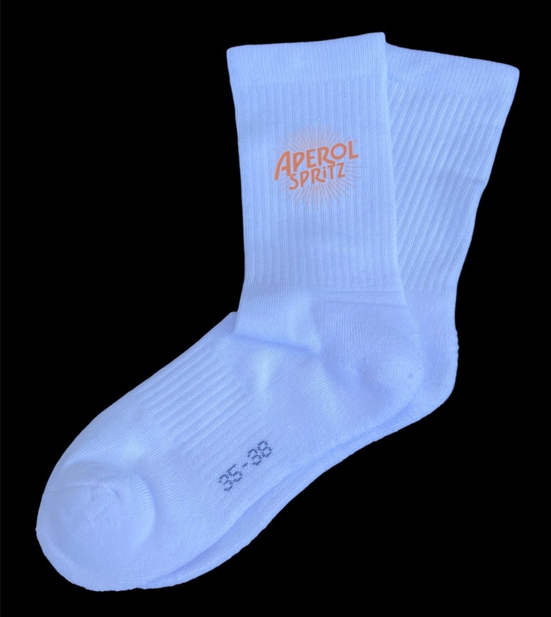 Chaussettes Aperol Spritz, chaussettes de tennis, chaussettes blanches, chaussettes JGA image 1