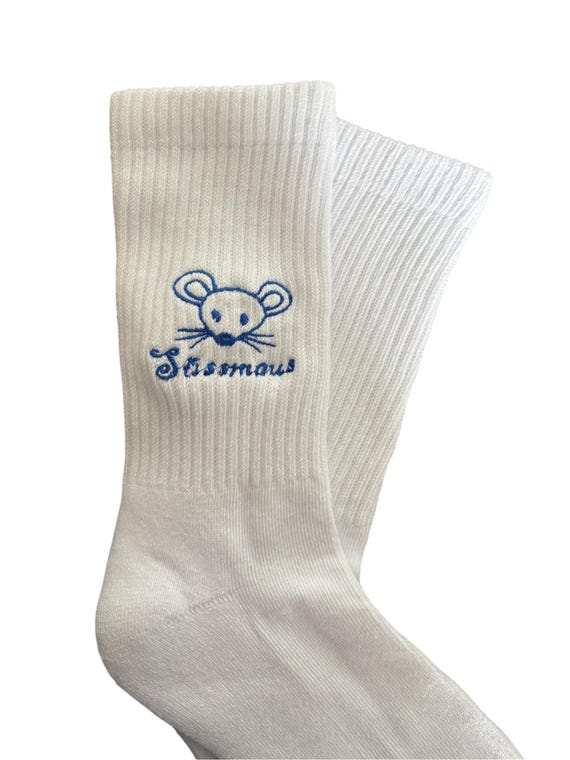 Süßmaus Socken bestickt, Maus Tennissocken, weiße Socken