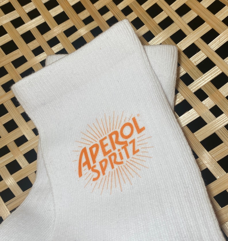 Chaussettes Aperol Spritz, chaussettes de tennis, chaussettes blanches, chaussettes JGA image 3