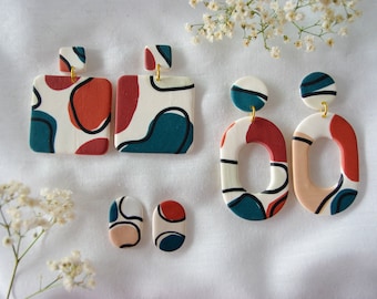 Handmade abstract art polymer clay earrings