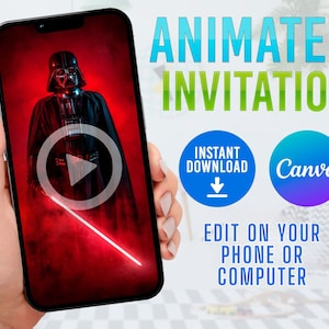 DIY Star Wars CANVA Geburtstagseinladung, Star Wars Digitale Partyeinladung, Epic Star Wars Videoeinladung, Star Wars Geburtstag einladen