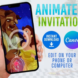 DIY Beauty and the Beast Canva Template Invitation, Beauty and the Beast Birthday Invitations, Beauty and the Beast Party Invitation