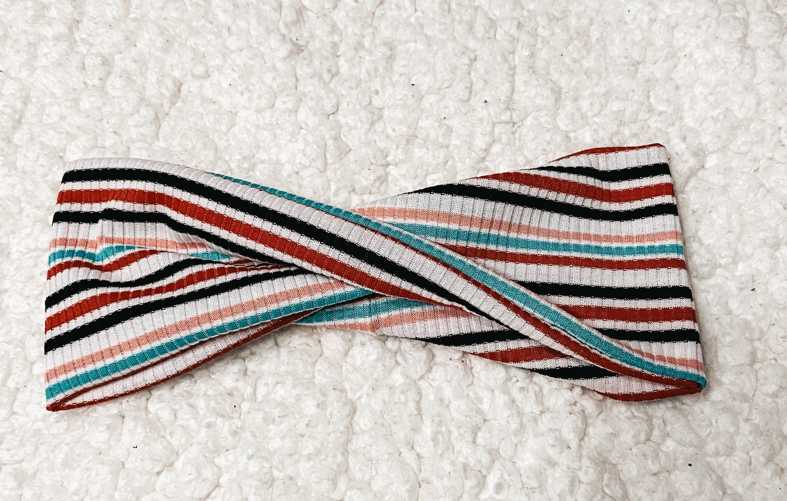 Black and Red Stripe Twist Headband Rib Knit Twisted Headband Striped ...