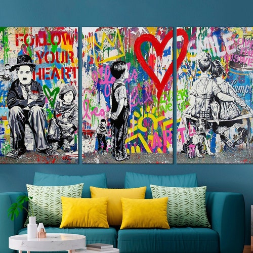Pop Wall Canvas Art by Brainwash Modern Graffiti Print on Etsy