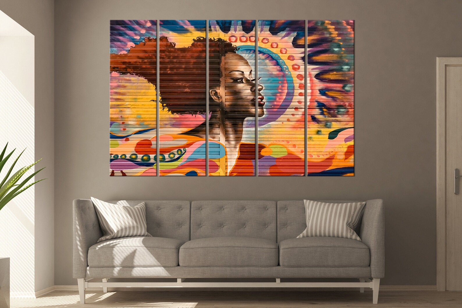 African Ethnic Graffiti Wall Art Room Decor on Canvas Street Etsy