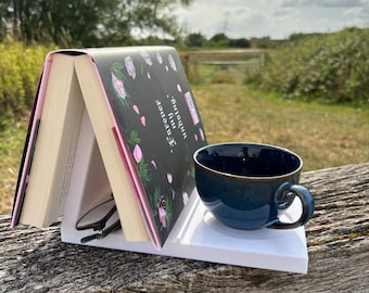 Repose-livre et plateau pour tasses de chevet 3 en 1 : organiseur de table de chevet minimaliste