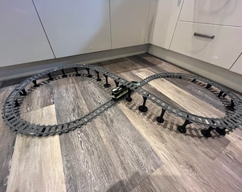 LEGO Compatable Train Bridge | 28-Piece Elevation Track System | Extendable with 5-Piece Add-On Pack - No Track Included Supports Only