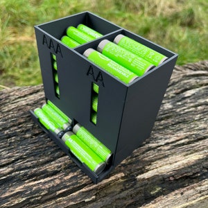 Custom Battery Holder & Dispenser | Modular Battery Storage for AA, AAA, Double AAA, C, D | Choose 1–4 Compartments | Wall or Drawer Use