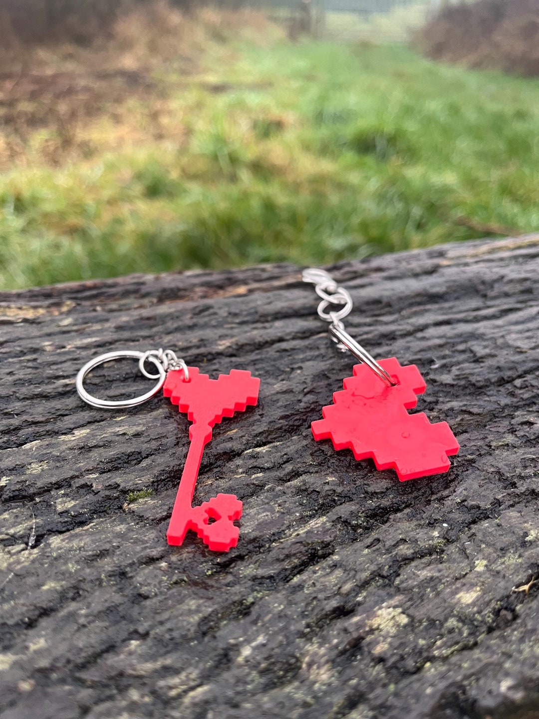 8-bit Heart and Key Keyring Set: Retro Gamer Gift - Etsy