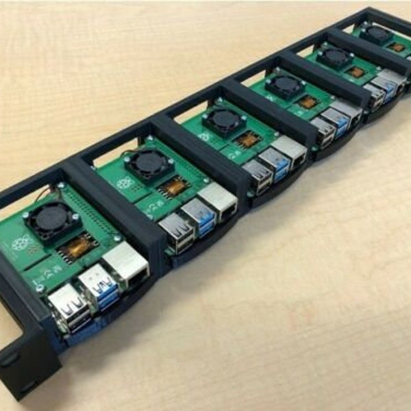 6 Bay PoE Hat Powered or 5 Bay USB Powered Custom Raspberry Pi 1U Rack Mount