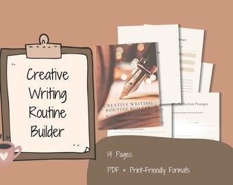 pdf voor het maken van routines voor schrijvers | Creatief schrijfplanner, dagboek- en dagelijkse gewoonte-tracker