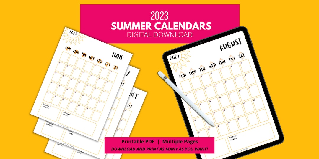 Summer Calendar Printable 2024 Free