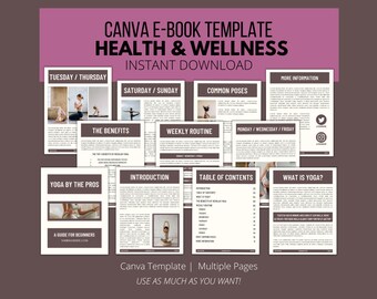 Editable Canva Ebook Template / Health & Wellness Ebook Template for Canva / Commercial Use