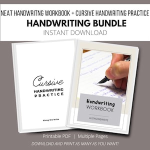 Handwriting Practice Bundle // Neat Handwriting Workbook for Adults // Cursive Handwriting Practice Printable PDF