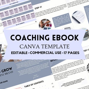 Editable Canva Coaching Ebook Template / 17 Page Ebook Template for Canva / Commercial Use