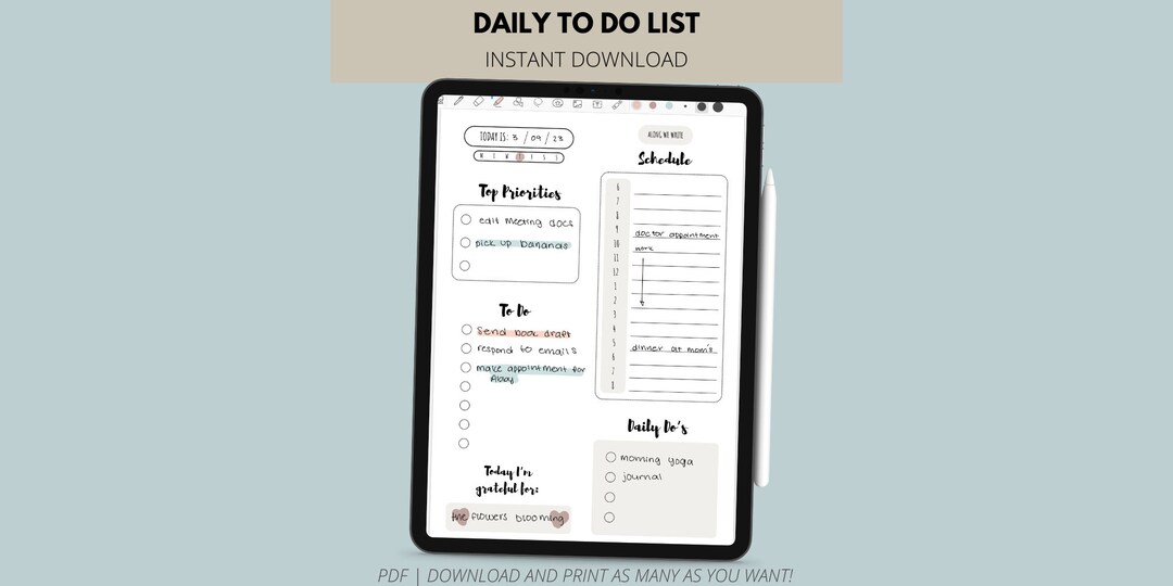 Digital Daily to Do List | Digital Planner | Digital Planning | PDF ...