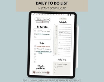 Lista digital diaria de tareas pendientes / Planificador digital / Planificación digital / PDF imprimible