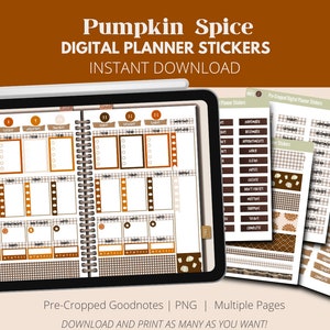 Kürbis Spice Digitale Planner Aufkleber / / Herbst Digitale Planner Aufkleber / / PNGs und Goodnotes / / Pre-Cropped für Goodnotes