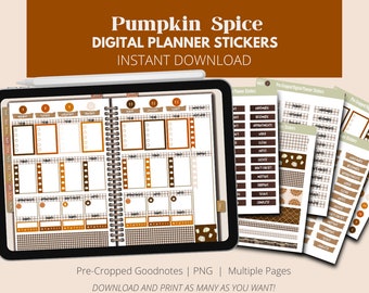 Pumpkin Spice Digital Planner Stickers // Fall Digital Planner Stickers // PNGs and Goodnotes // Pre-Cropped for Goodnotes