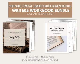Writer's Bundle | Story Bible Template and Checklist Novel Planner & Write a Novel in One Year Guidebook