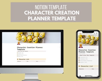Notion Character Creation Planner Template for Writers (Digital Download)
