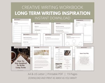 Digital Long-Term Writing Inspiration Workbook for Creative Writers // For Writers // Printable Guide