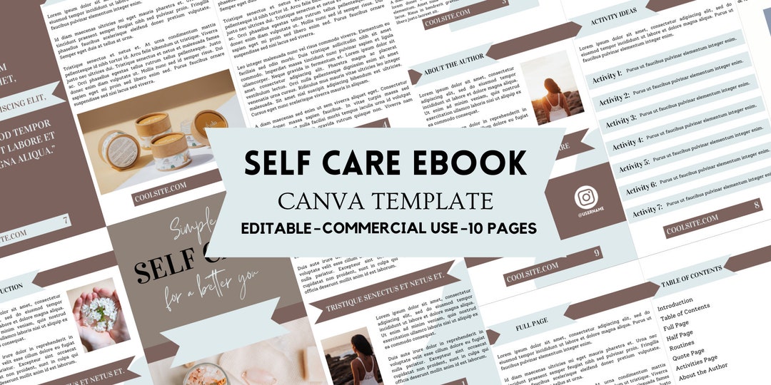 Editable Self Care Ebook Template, Canva (commercial Use) - Etsy