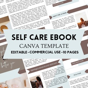 Editable Canva Self Care Ebook Template / 10 Page Ebook Template for Canva / Commercial Use