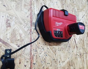 Milwaukee M12 Charger Wall Mount - Tool Battery Charger Holder (Charger NOT Included) - Tool Storage Organizer