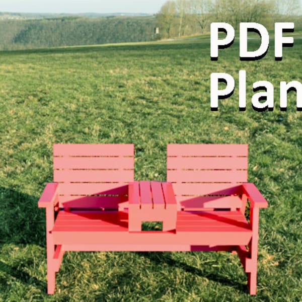 Easy DIY Double Garden Bench , Garden furniture Plans In PDF Format, Outdoor Wooden Bench Plans, Downloadable PDF