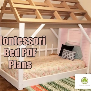 Piani letto Montessori, Letto per bambini, Letto per bambini, Letto in legno, Casa per bambini, Piano per letti gemelli, Dimensioni doppie, Fai da te, PDF, Progetto struttura letto