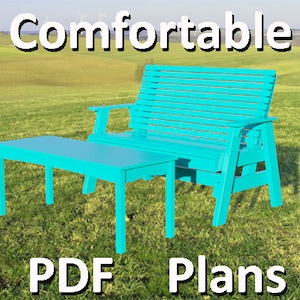 Comfortable Outdoor Bench | Paper Templates | Comfort |  Patio Bench | Comforts of Home | PDF Plans | Woodworking Plans | Outdoor Living