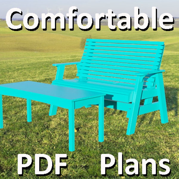 Comfortable Outdoor Bench | Paper Templates | Comfort |  Patio Bench | Comforts of Home | PDF Plans | Woodworking Plans | Outdoor Living