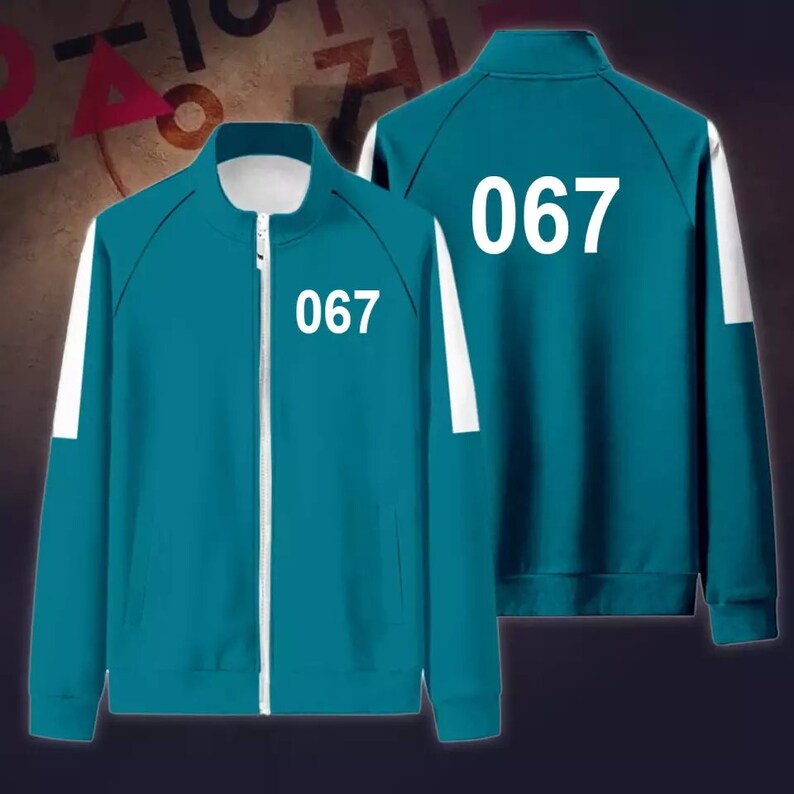 Squid Game Tracksuit, Blue Numbered Jacket and Pants Set, Netflix TV Character Cosplay