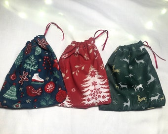 Pochon de Noël - Emballage cadeau réutilisable - Pochette cadeau Noël 30 x 25 cm ou 22 x 18 cm