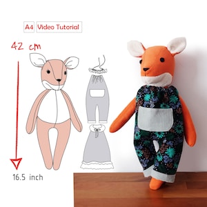 Fox and Clothes Sewing PDF pattern -stuffed animal fox toy
